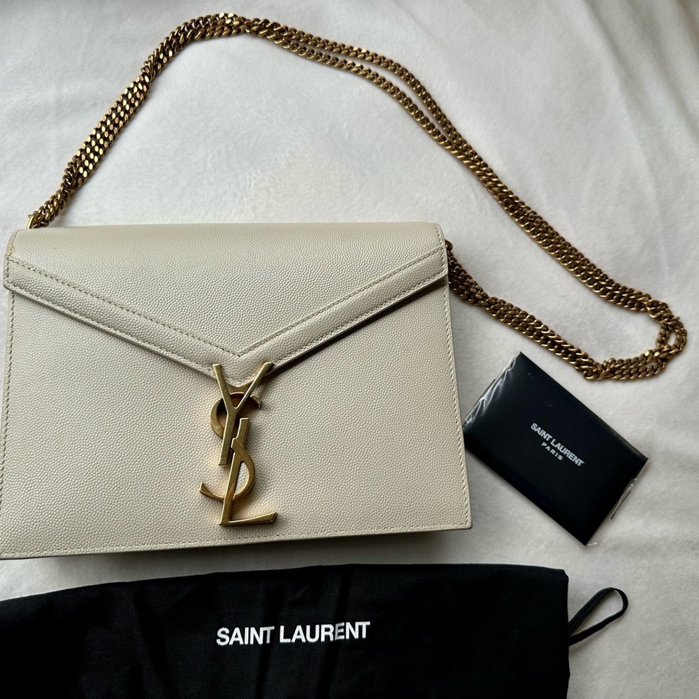 Saint Laurent Cream Bag with Gold Chain